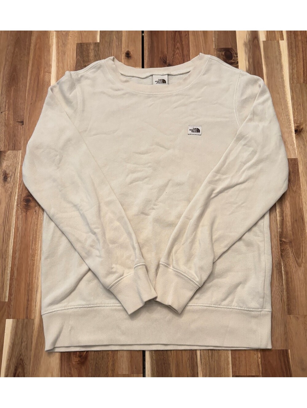 The North Face Women’s XS Cream Fleece Crewneck Sweatshirt Logo Patch (2135)